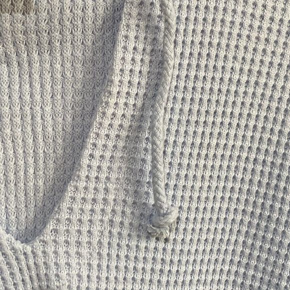 Moda International Womens Baby Blue Long Sleeve Waffle-Knit Hooded Sweater Sz XS - Picture 3 of 12